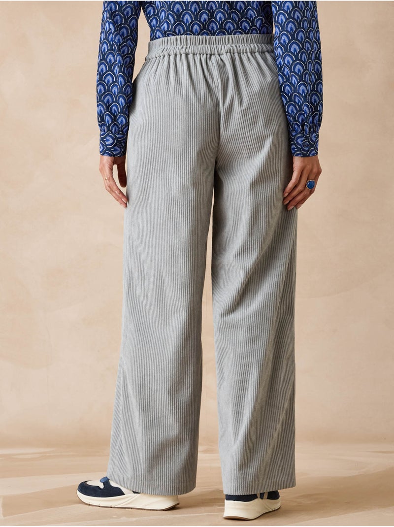 Pantalon velours côtelé bas évasé - DAXON Gris - Kiabi
