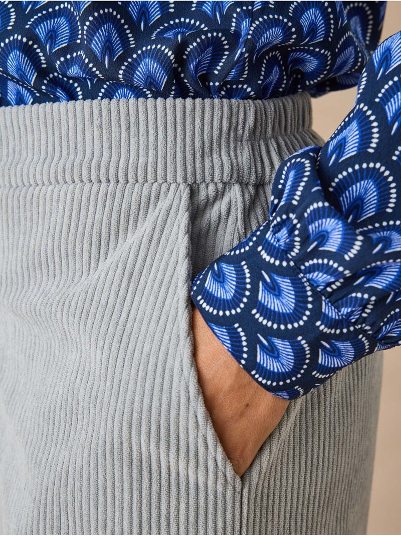 Pantalon velours côtelé bas évasé - DAXON Gris - Kiabi