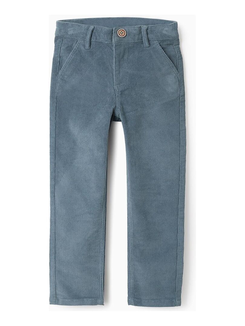 Pantalon velours côtelé, coupe ajustée NOVEAUX NATURE Bleu clair - Kiabi