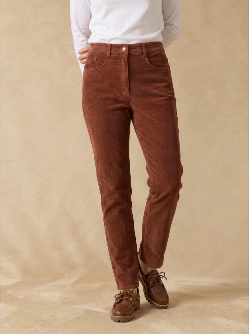 Pantalon velours côtelé coupe droite - daxon Marron noisette - Kiabi