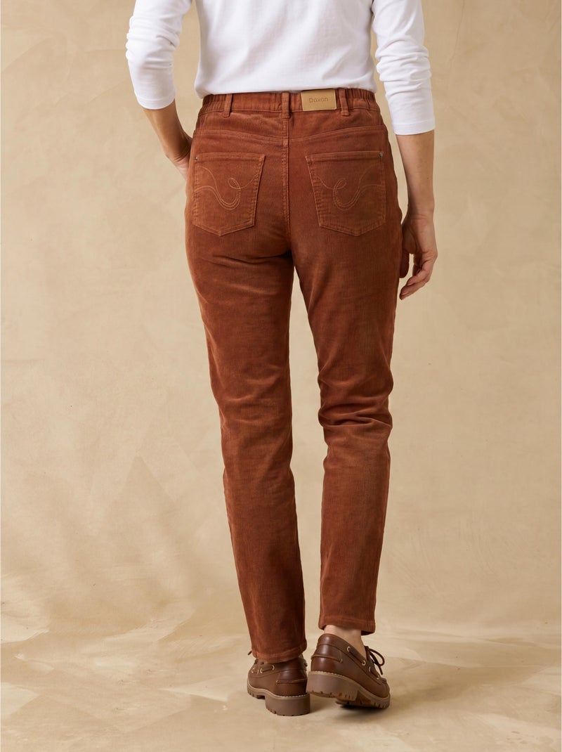 Pantalon velours côtelé coupe droite - daxon Marron noisette - Kiabi