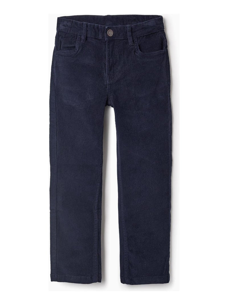 Pantalon velours côtelé, coupe étroite ISTANBUL Bleu foncé - Kiabi