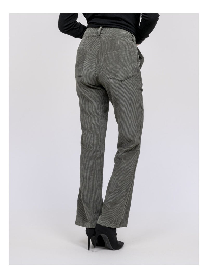 Pantalon velours côtelé ELIO Kaki - Kiabi
