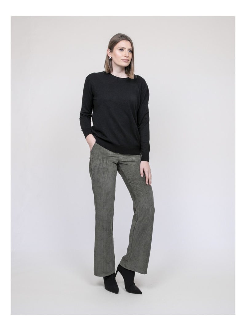 Pantalon velours côtelé ELIO Kaki - Kiabi