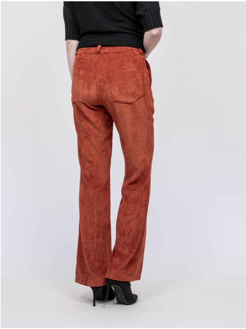 Pantalon velours côtelé ELIO Rouge brique - Kiabi