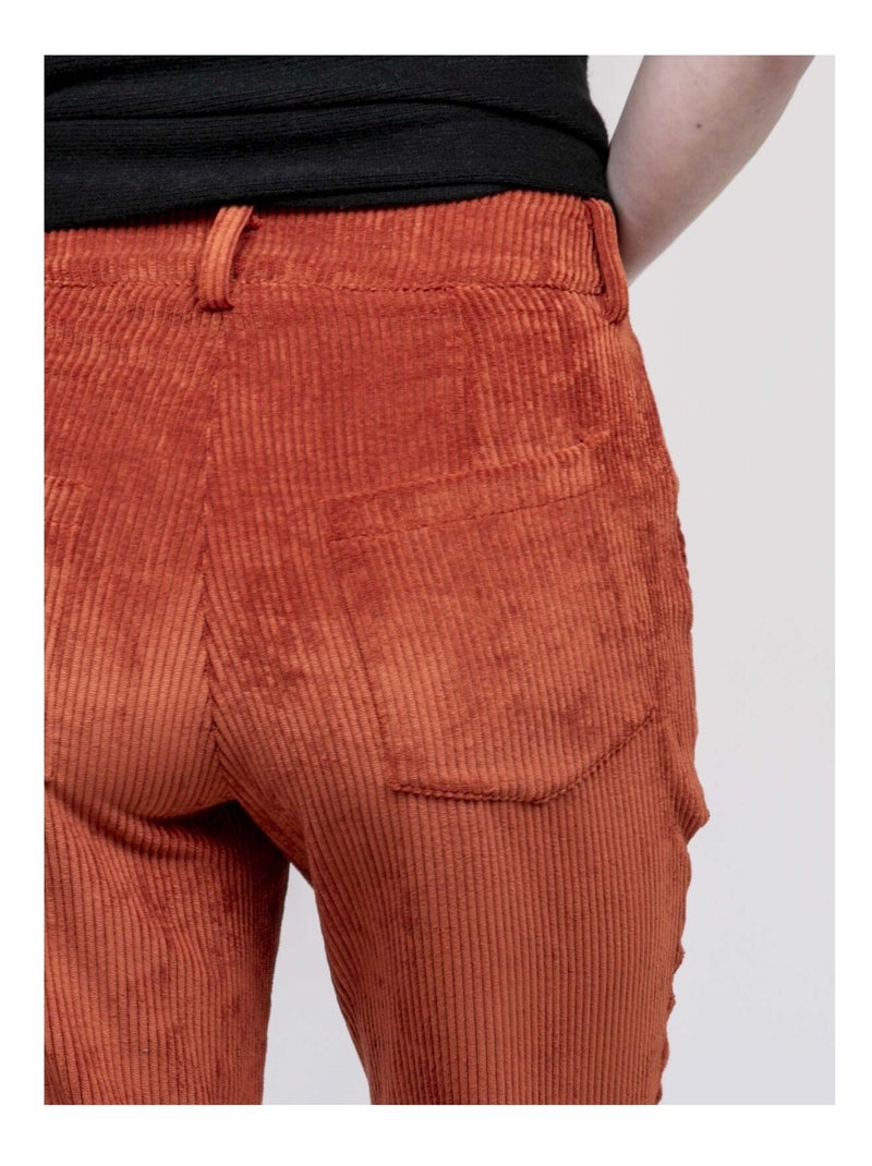 Pantalon velours côtelé ELIO Rouge brique - Kiabi