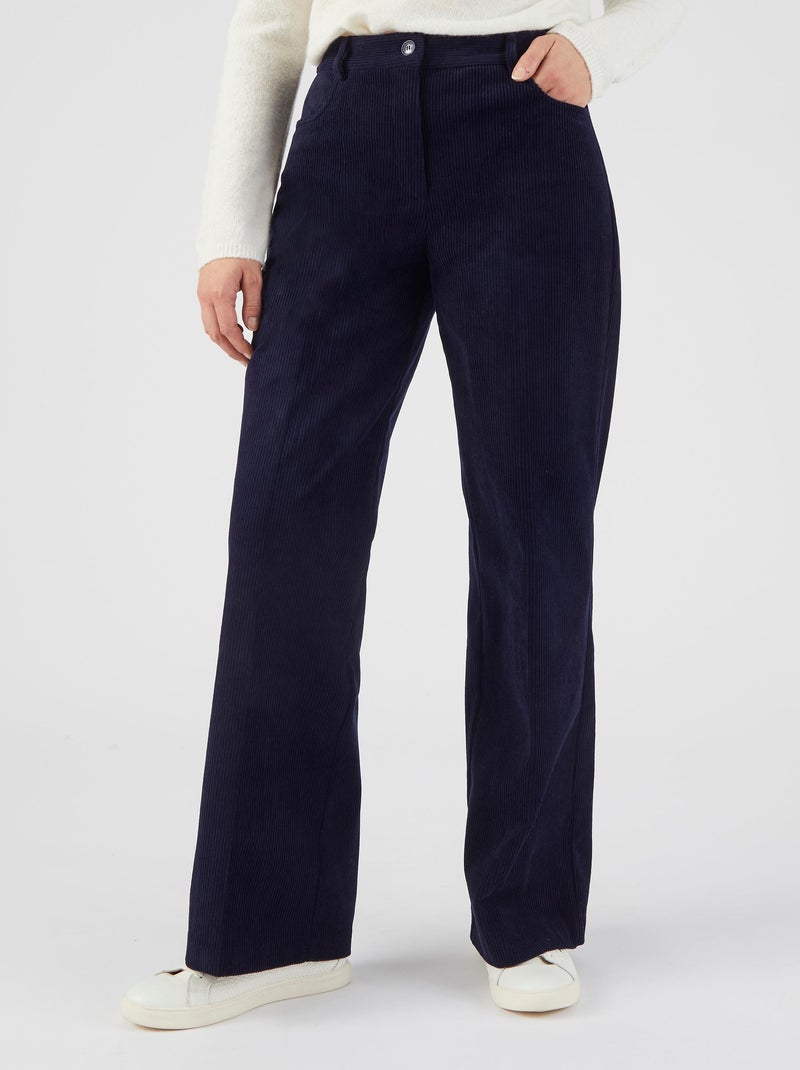 Pantalon velours côtelé enfilable - Damart Bleu marine - Kiabi
