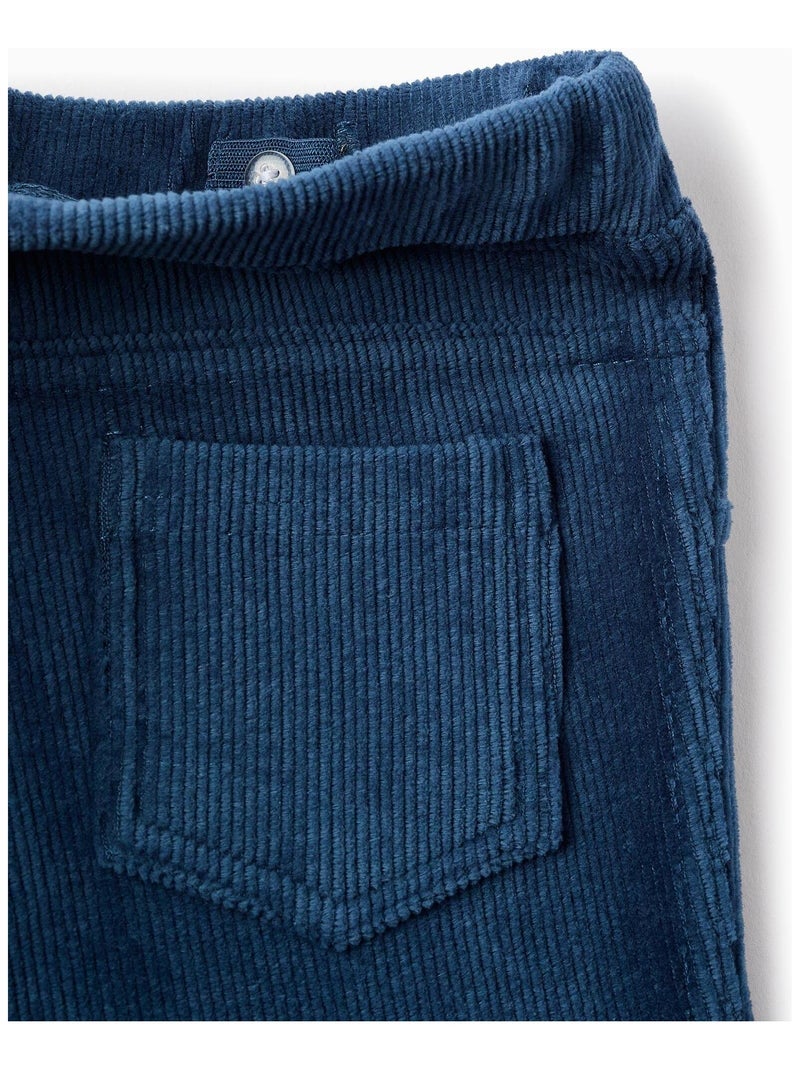 Pantalon velours côtelé, évasé ART ATTACK Bleu foncé - Kiabi