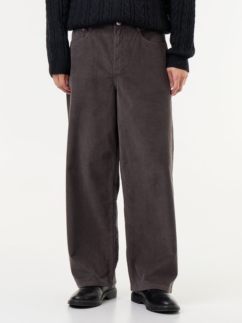 Pantalon velours côtelé Gris - Kiabi