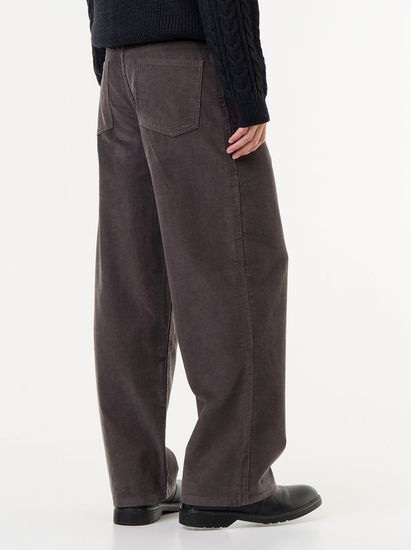 Pantalon velours côtelé Gris - Kiabi