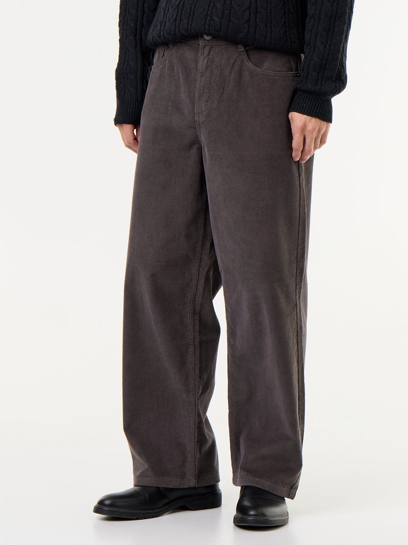 Pantalon velours côtelé Gris - Kiabi