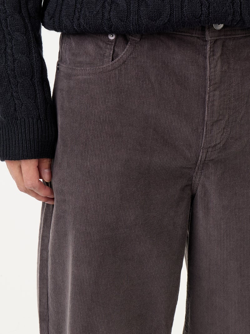 Pantalon velours côtelé Gris - Kiabi