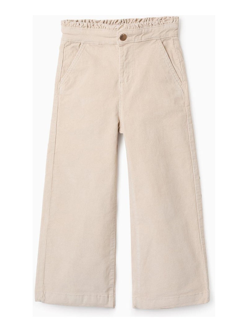 Pantalon velours côtelé, jambe large NOVEAUX NATURE Blanc - Kiabi