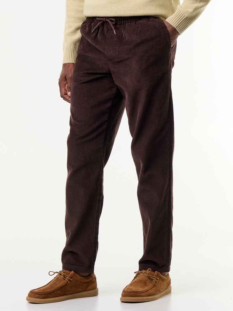 Pantalon velours côtelé Marron - Kiabi