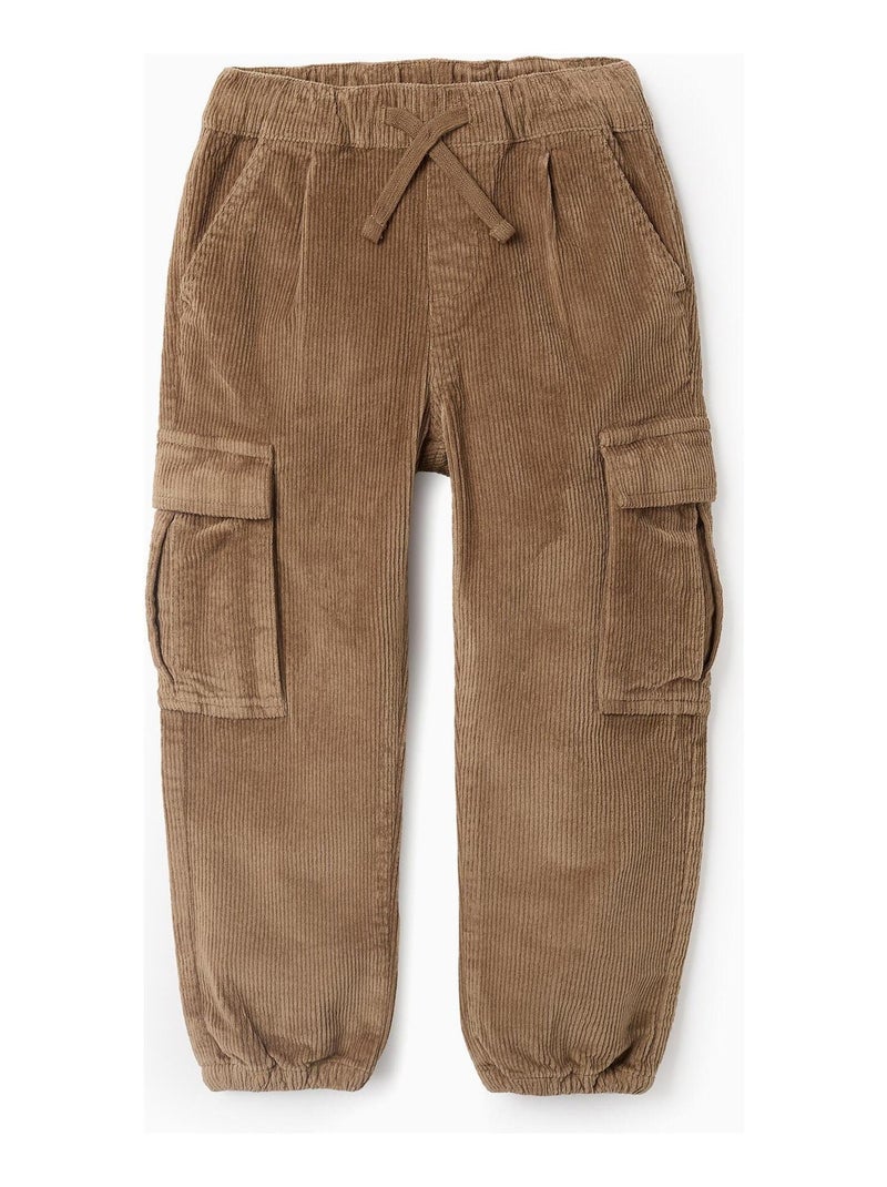 Pantalon velours côtelé, poches cargo ART ATTACK Camel - Kiabi