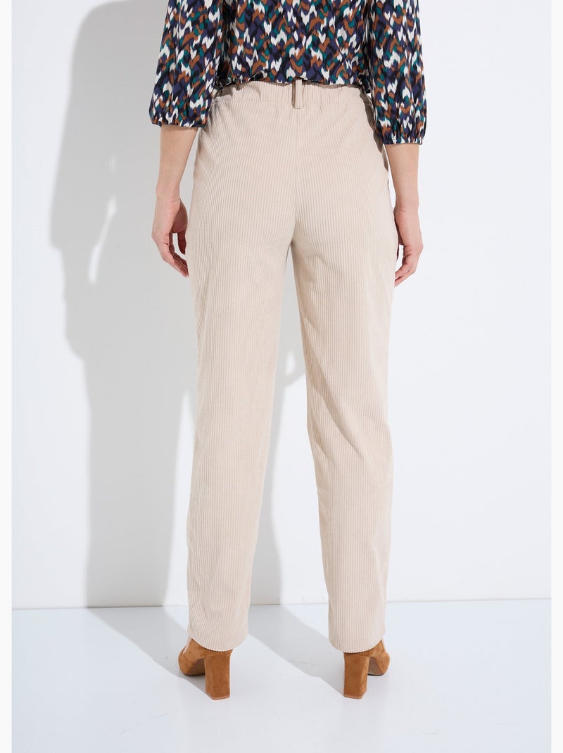 Pantalon velours côtelé taille élastiquée - Afibel Ecru - Kiabi