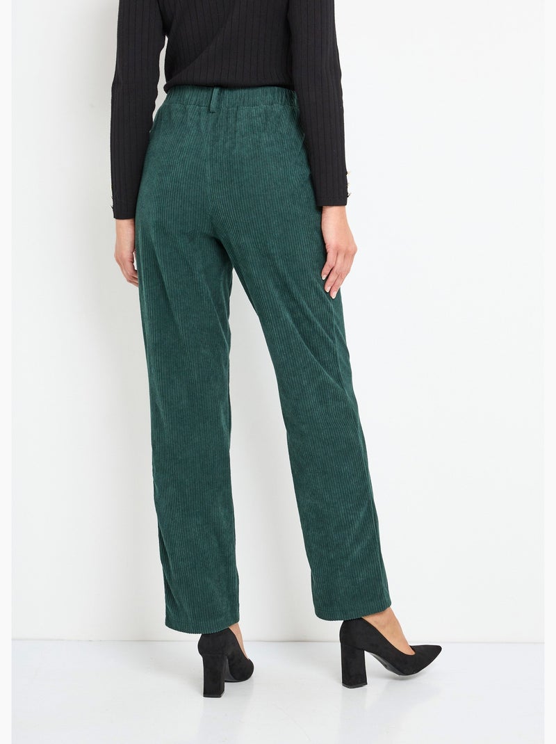 Pantalon velours côtelé taille élastiquée - Afibel Vert - Kiabi