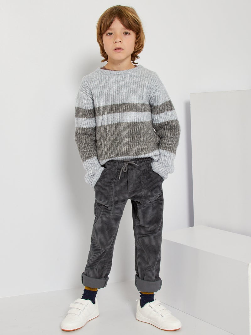 Pantalon velours gris - Kiabi