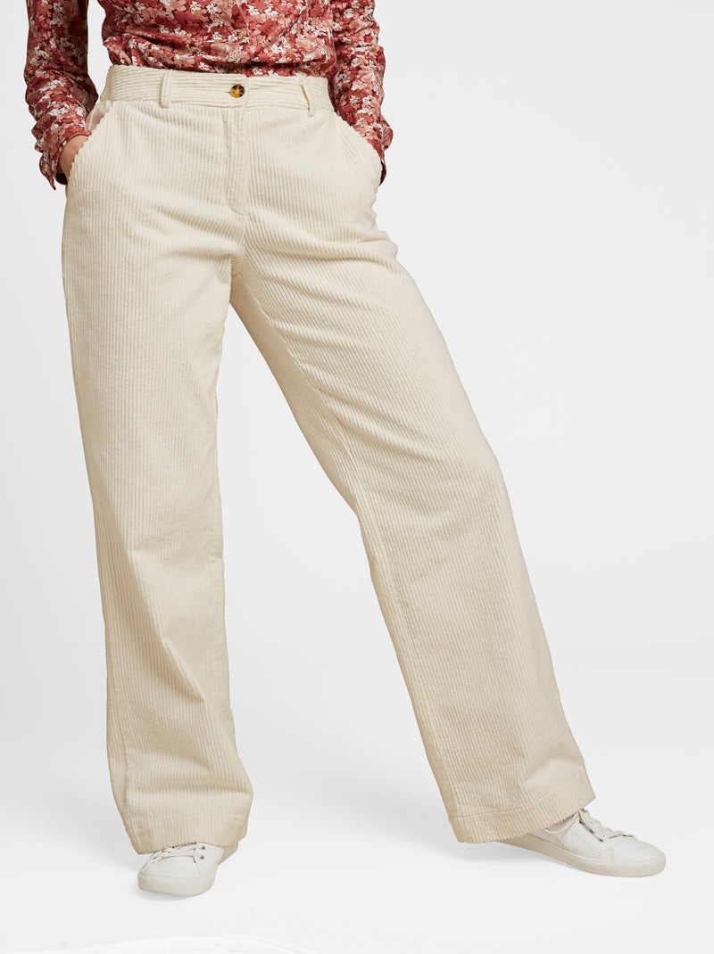 Pantalon velours grosses côtes - Damart Ivoire - Kiabi