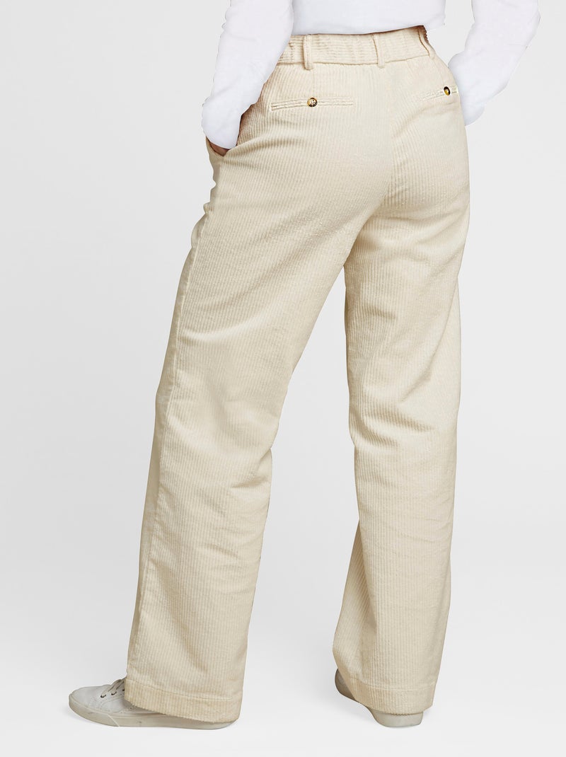 Pantalon velours grosses côtes - Damart Ivoire - Kiabi