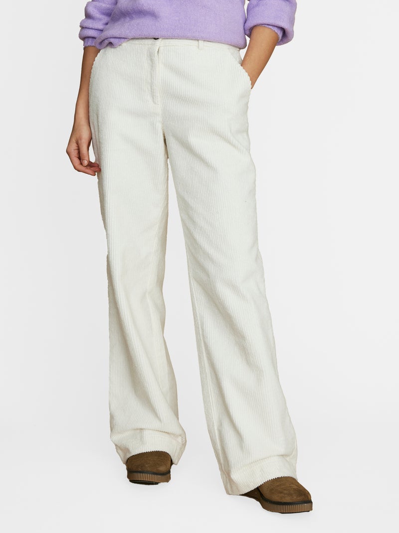 Pantalon velours grosses côtes - Damart Ivoire - Kiabi