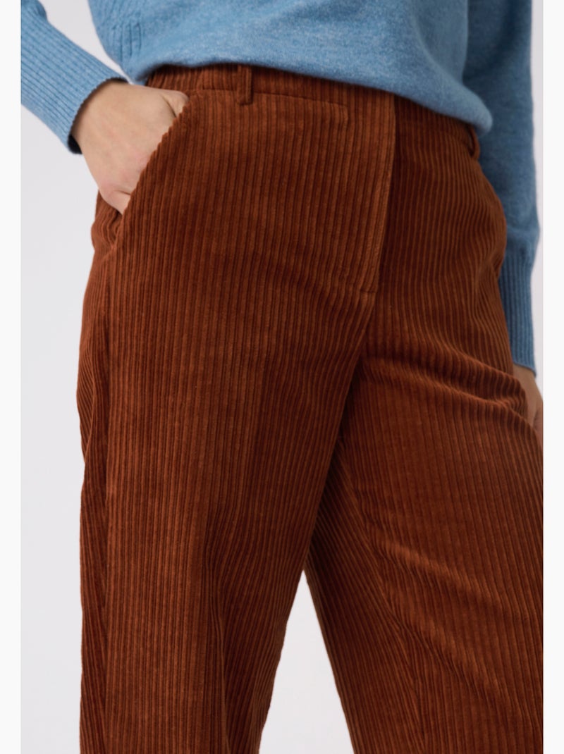 Pantalon velours grosses côtes - damart Marron - Kiabi