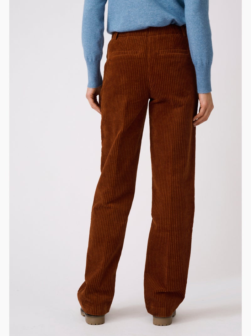 Pantalon velours grosses côtes - damart Marron - Kiabi