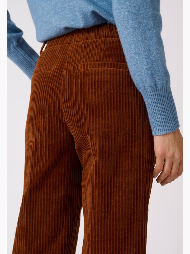 Pantalon velours grosses côtes - damart Marron - Kiabi