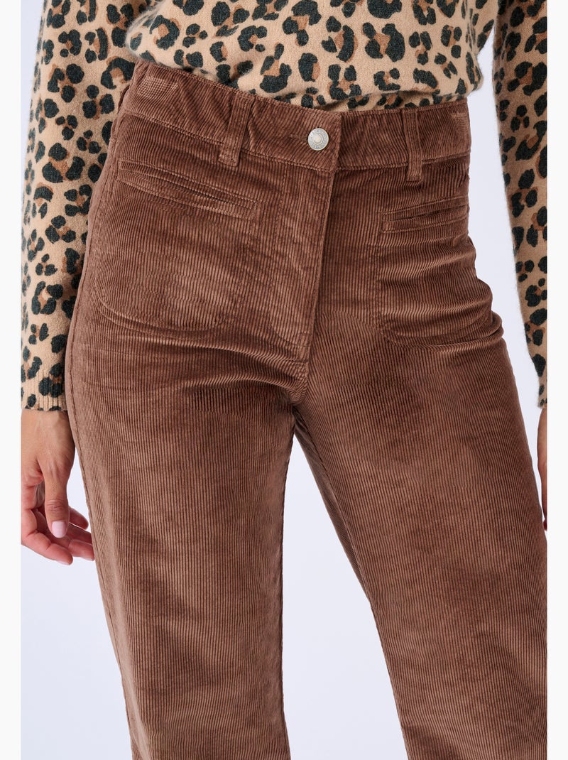 Pantalon velours large - Damart Marron - Kiabi