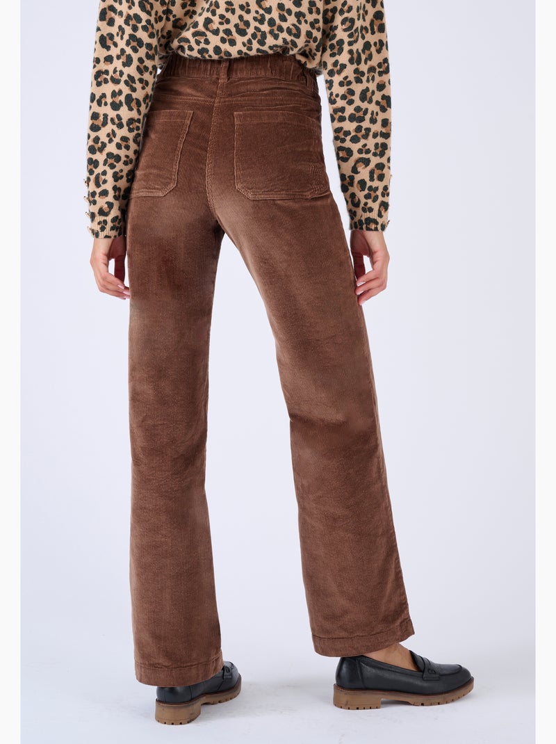 Pantalon velours large - Damart Marron - Kiabi