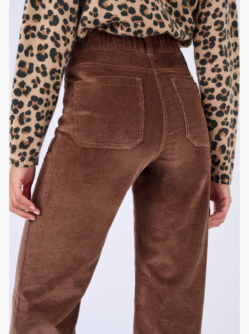 Pantalon velours large - Damart Marron - Kiabi