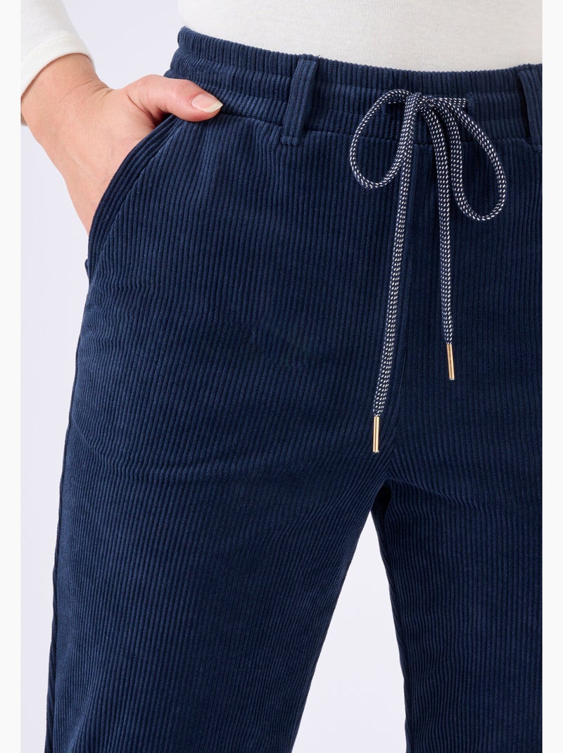 Pantalon velours milleraies enfilable - Damart Bleu - Kiabi