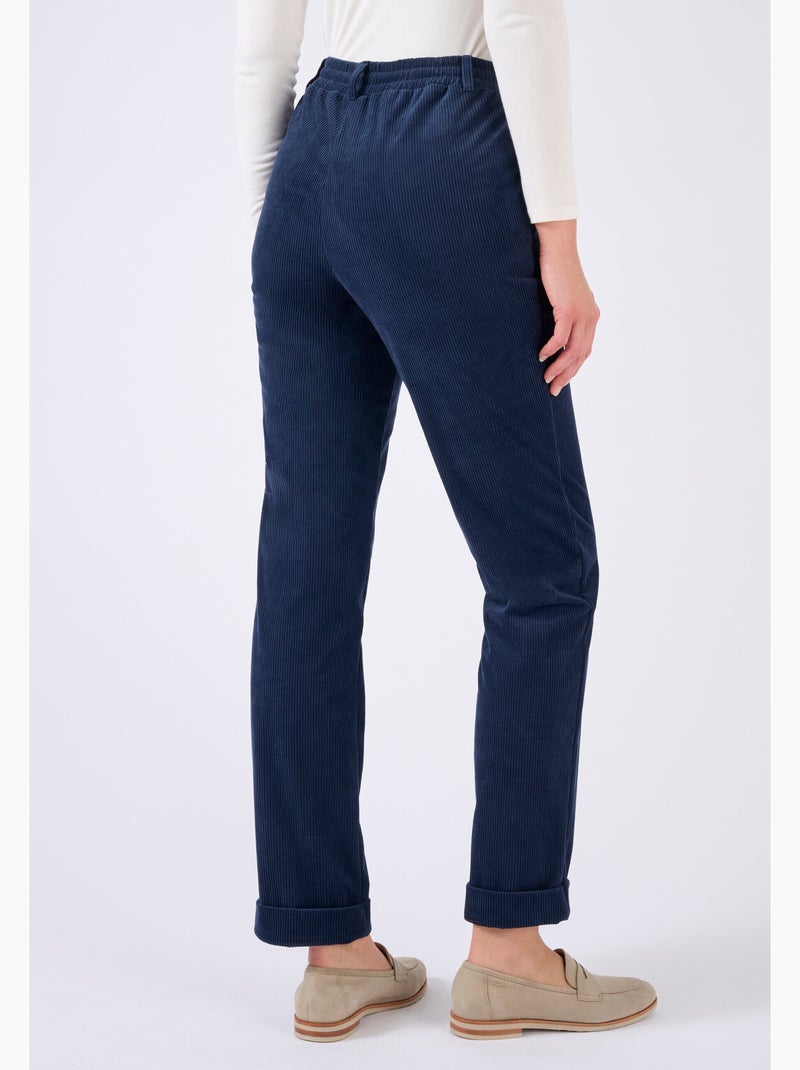 Pantalon velours milleraies enfilable - Damart Bleu - Kiabi