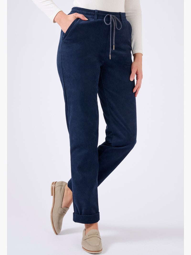 Pantalon velours milleraies enfilable - Damart Bleu - Kiabi