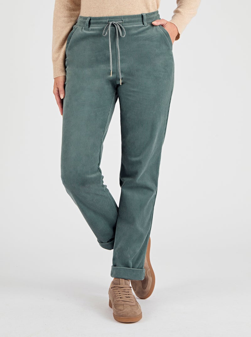 Pantalon velours milleraies enfilable - Damart Vert - Kiabi