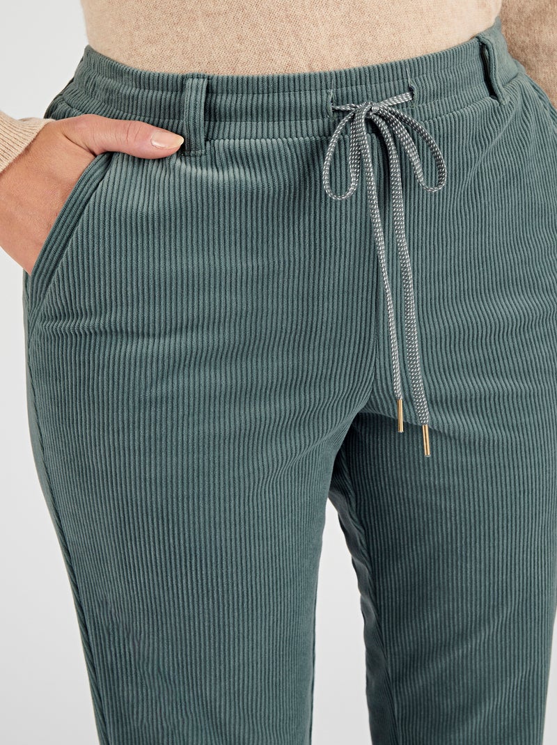 Pantalon velours milleraies enfilable - Damart Vert - Kiabi