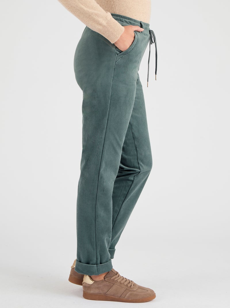 Pantalon velours milleraies enfilable Damart Vert Femme