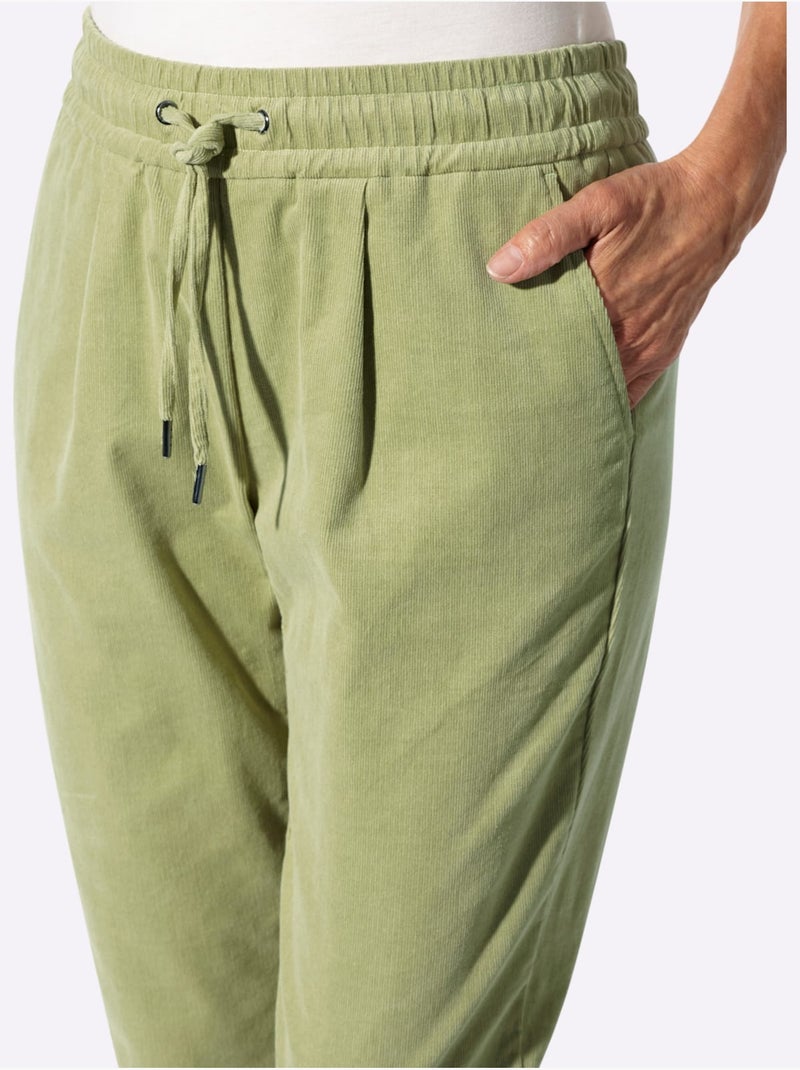 Pantalon velours qualité coton doux sur la peau - Taille courte - witt Bleu Vert Gris - Kiabi