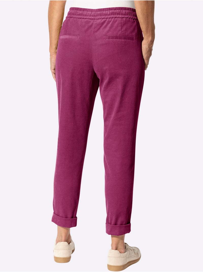 Pantalon velours qualité coton doux sur la peau - Taille courte - witt Mauve - Kiabi