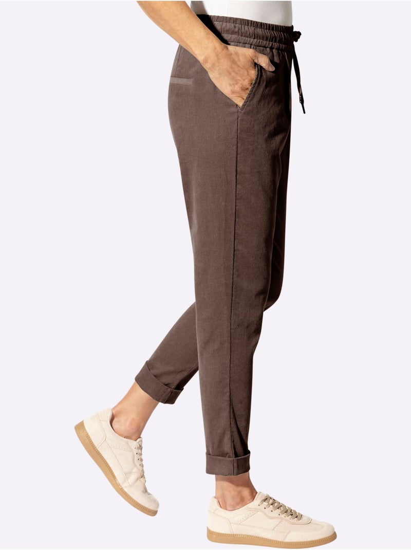 Pantalon velours qualité coton doux sur la peau - Taille standard - witt Marron/Choco - Kiabi