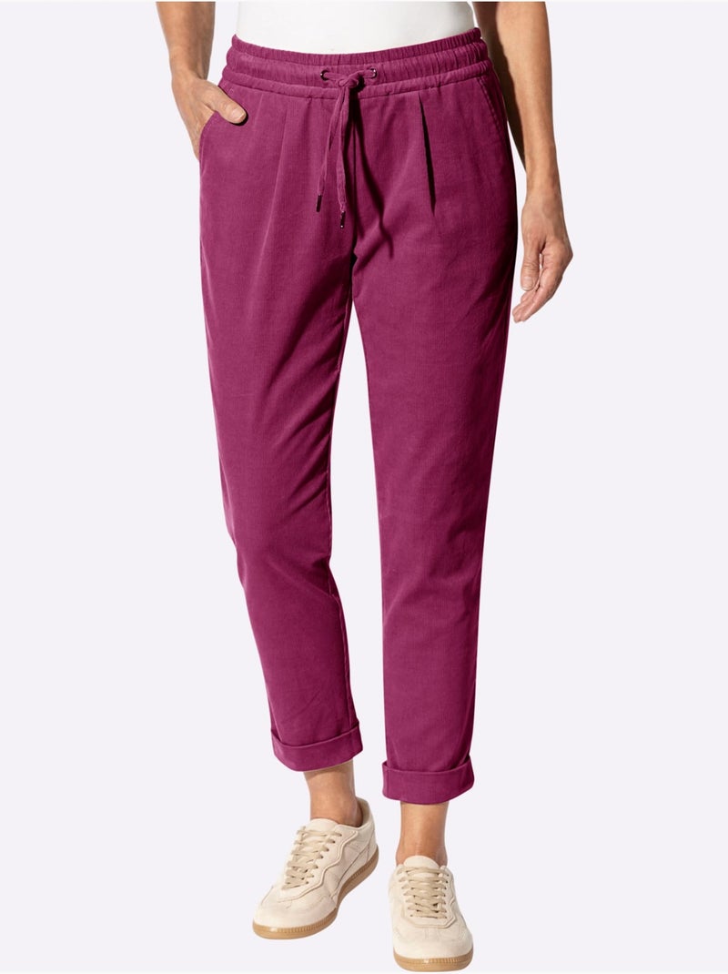 Pantalon velours qualité coton doux sur la peau - Taille standard - witt Mauve - Kiabi