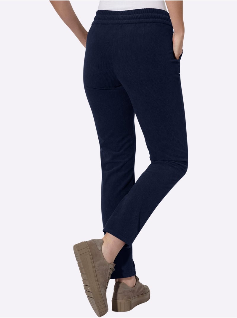 Pantalon velours qualité velours très douce - taille standard - helline Bleu marine - Kiabi