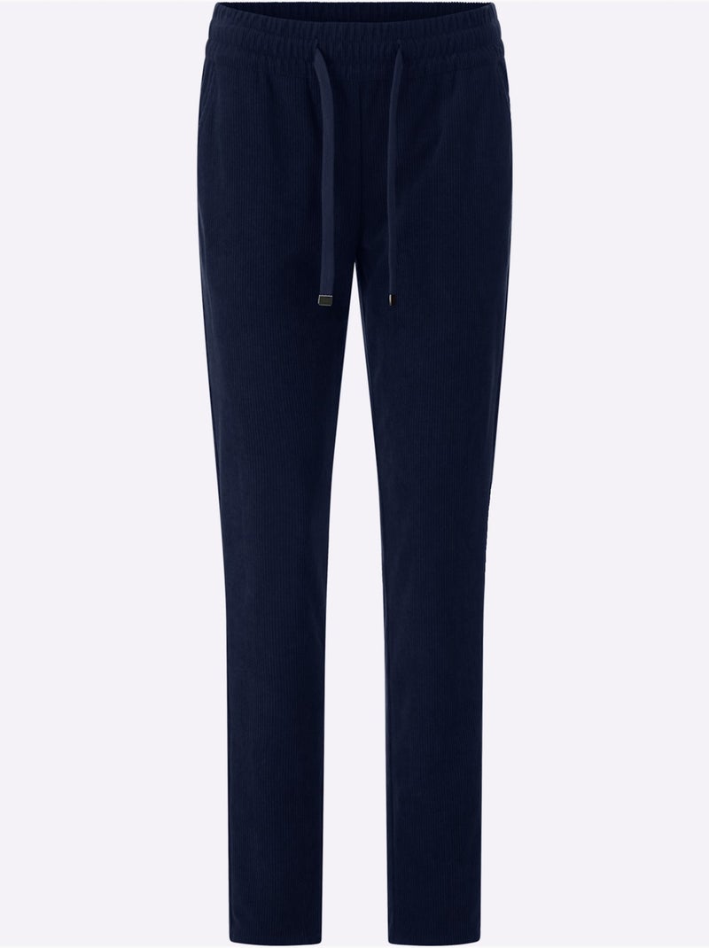 Pantalon velours qualité velours très douce - taille standard - helline Bleu marine - Kiabi