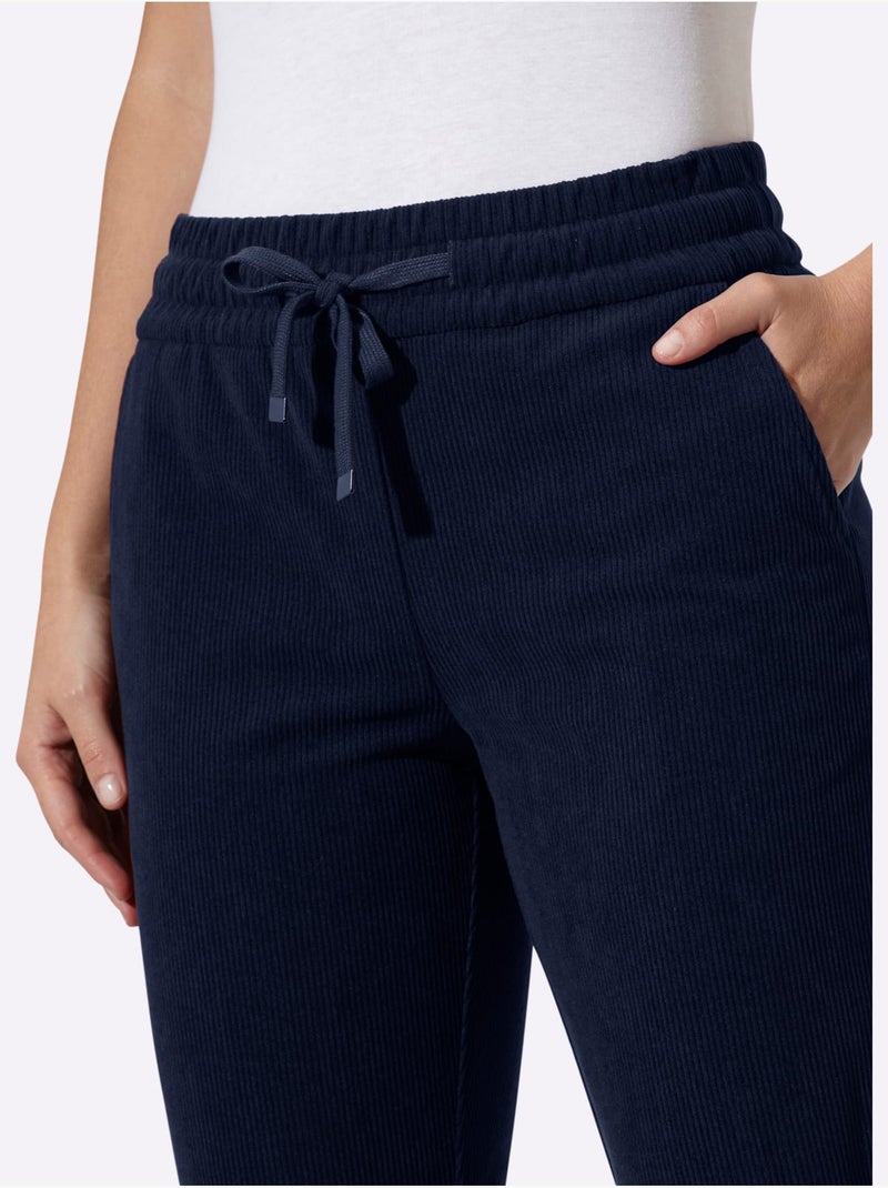Pantalon velours qualité velours très douce - taille standard - helline Bleu marine - Kiabi