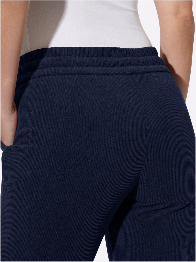 Pantalon velours qualité velours très douce - taille standard - helline Bleu marine - Kiabi