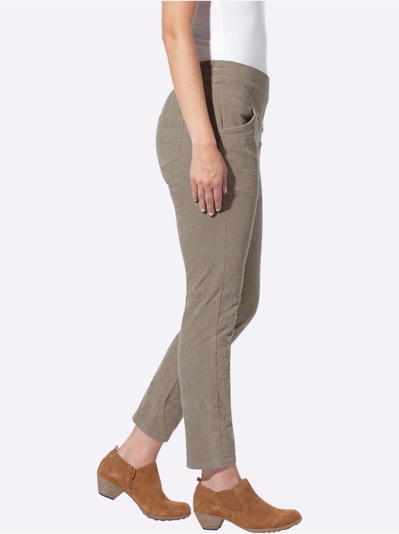 Pantalon velours qualité velours très douce - taille standard - helline Ivoire - Kiabi