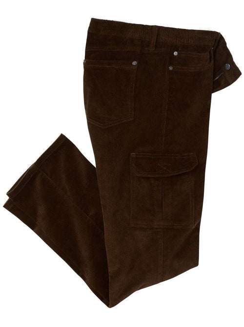PANTALON VELOURS SEMI ELASTIQUEE CARGO  - ATLAS FOR MEN - Kiabi