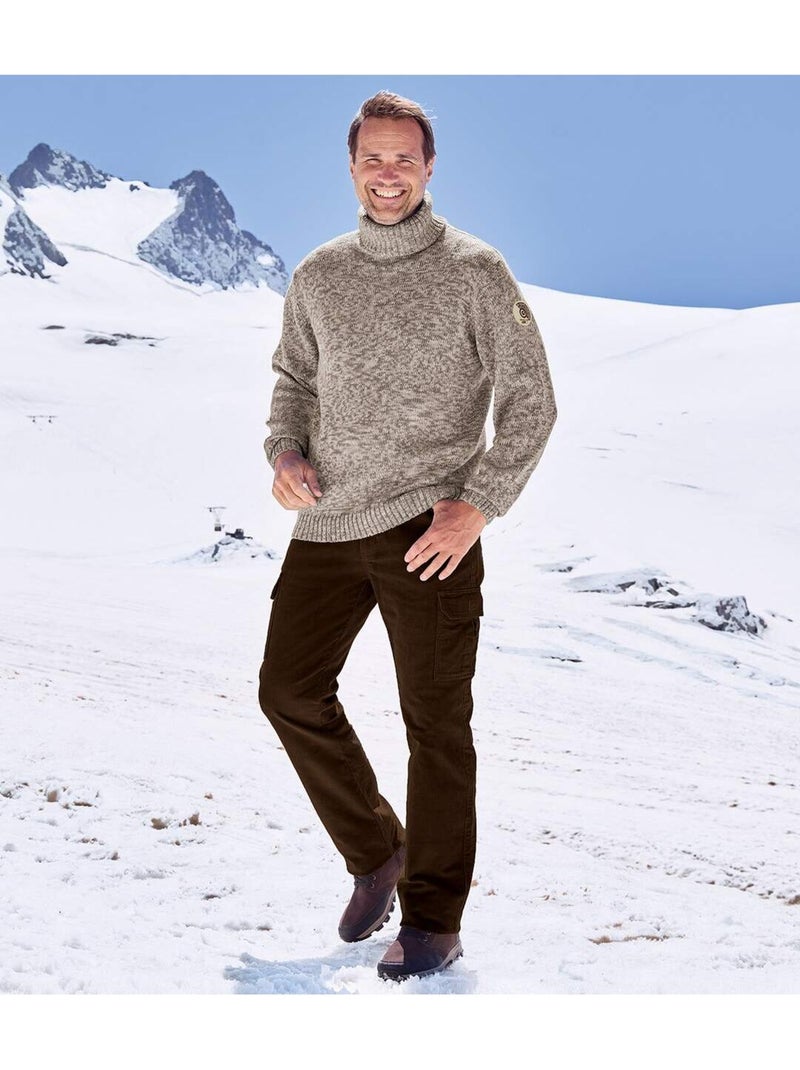 PANTALON VELOURS SEMI ELASTIQUEE CARGO  - ATLAS FOR MEN Marron - Kiabi