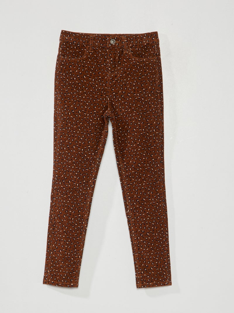 Pantalon velours skinny à 5 poches Léopard - Kiabi