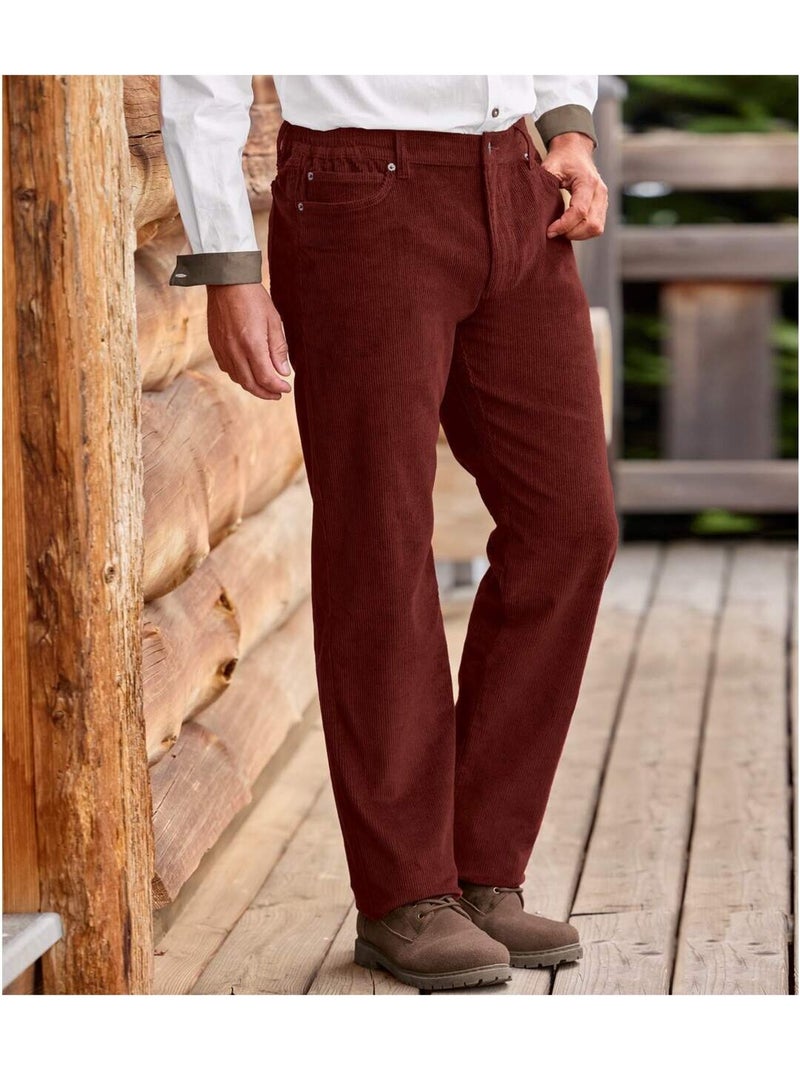 Pantalon Velours Stretch Chalet   - ATLAS FOR MEN Bordeaux - Kiabi